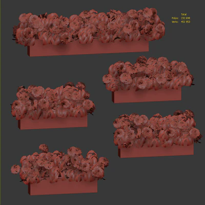 Hydrangea plant in a flowerpot for the facade. 5 models — Ver 2