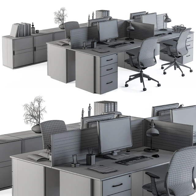 Office Furniture - employee Set 08 — Скачать