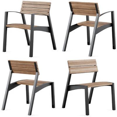 Vera Park Benches with litter bin Crystal by mmcite — Ver 2
