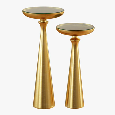 Tapered Round Brass Side Table Tall or Short — Ver 1