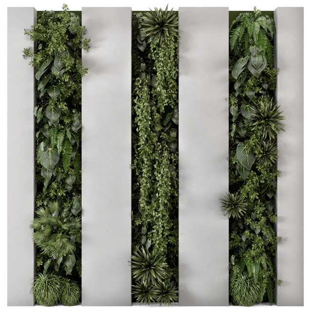 Indoor Wall  Vertical Garden in Concrete Base - Set 930 — Скачать