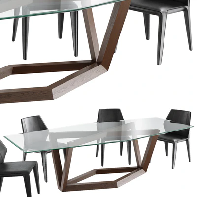 Dining set natuzzi frida chair C014 hex table E015 — Ver 3