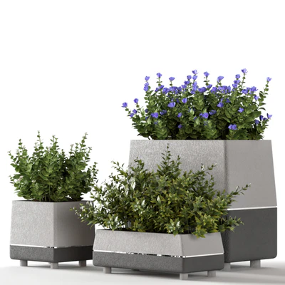 Outdoor-bushes in concrete pots — Ver 3