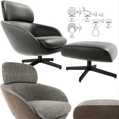 Minotti Russell Arm Chair With Puff — Вид 1