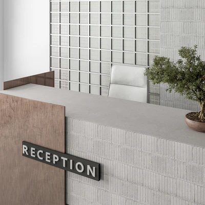 Reception Desk and Wall Decoration - Office Set 306 — Ver 2