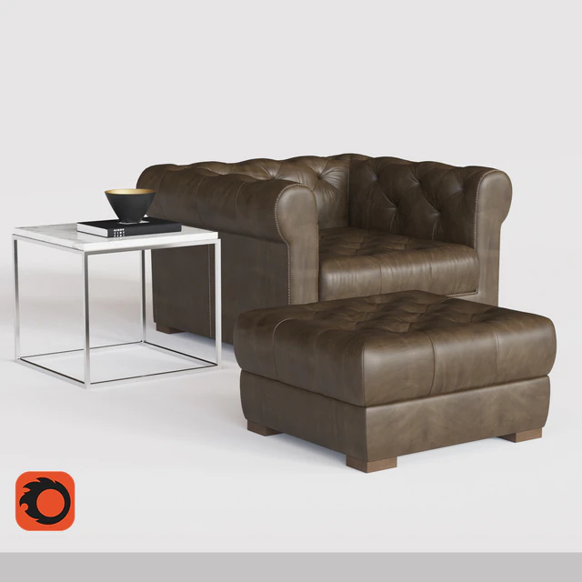 MODENA CHESTERFIELD LEATHER CHAIR AND HALF — Descargar