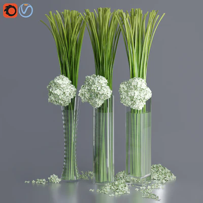Big Hydrangea Leaf Vases Decorative Set — Ver 2