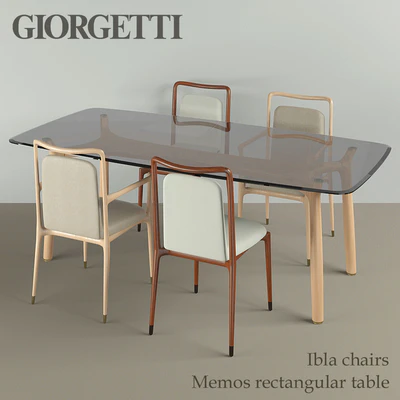 Giorgetti ibla chairs &amp; memos rectangular table — Ver 1