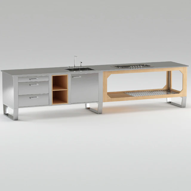 Outdoor kitchen of steel and wood Lgtek WINDOW C3 — Descargar