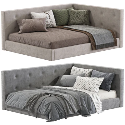 Cushy Upholstered Platform Corner Bed — Ver 1