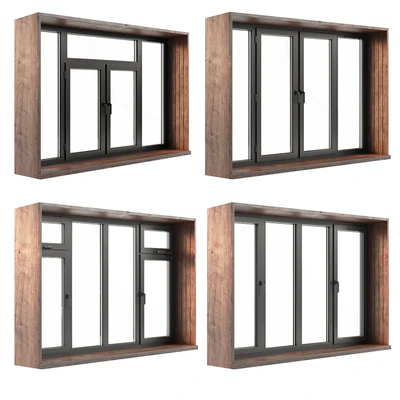 A set of plastic windows with wooden trim. — Вид 3