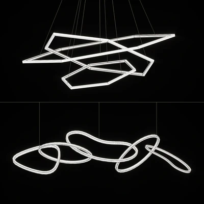 Geometric LED Ring Chandeliers — Ver 2