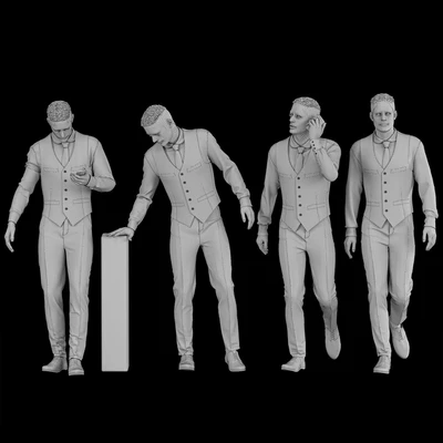 Office Man with coat vest in 04 poses — Вид 4