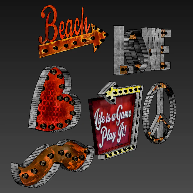 Lighted Metal sign. Set 4 — Descargar