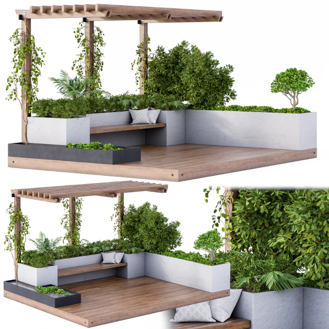 Roof Garden and Landscape Furniture with Pergola — Скачать