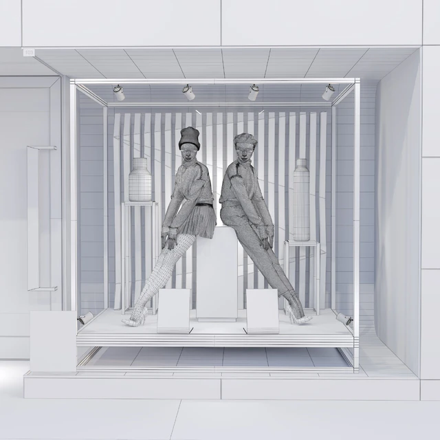 Shop front with female mannequin 001 — Скачать
