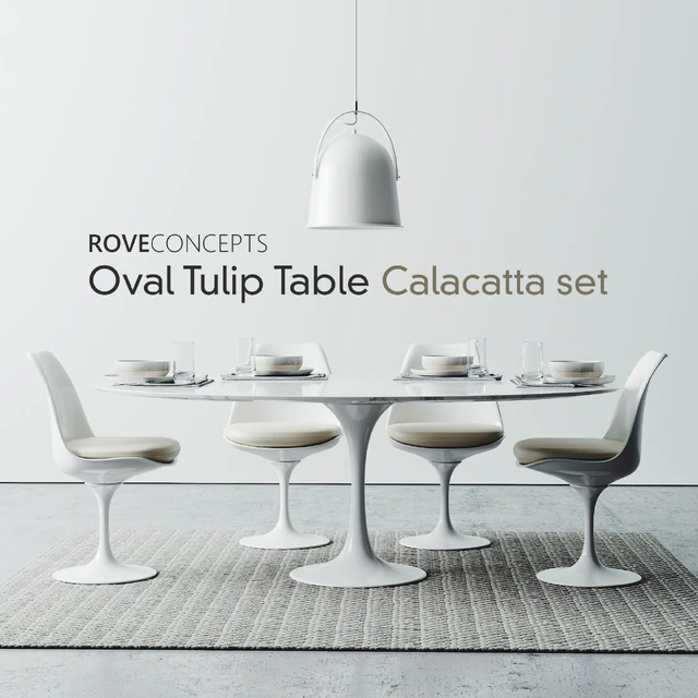 Oval Tulip Table 78" Calacatta set — Descargar