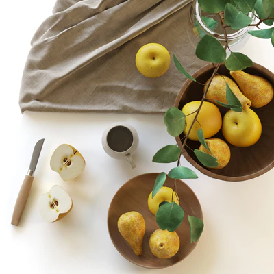 Decorative set with fruits and eucalyptus branch — Ver 2