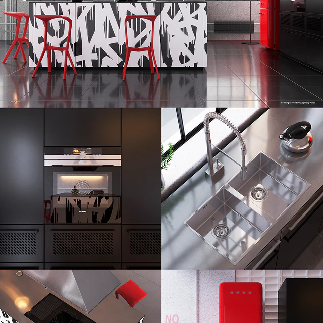 Kitchen Nolte Neo equipment and industrial attributes (vray, corona) — Descargar