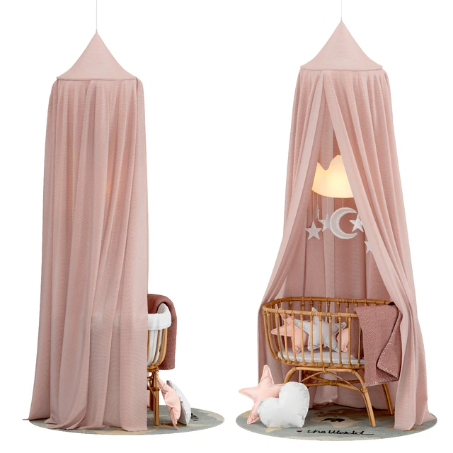 Childhome Rattan Cradle with Linen Canopy — Скачать
