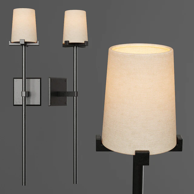 Restoration Hardware PAUILLAC TORCHE SCONCE Fabric shade and Black — Descargar