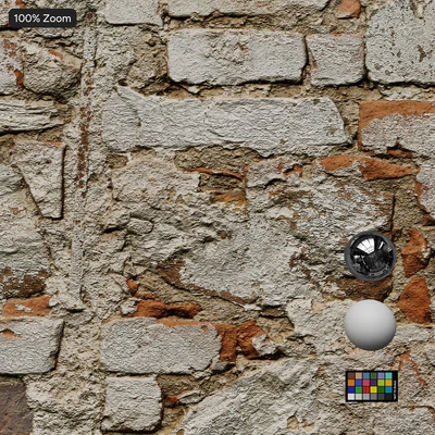 worn plaster on brick wall texture — View 4
