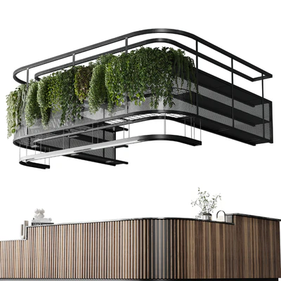 Coffee shop reception, Restaurant counter by hanging plant - 03 — View 3