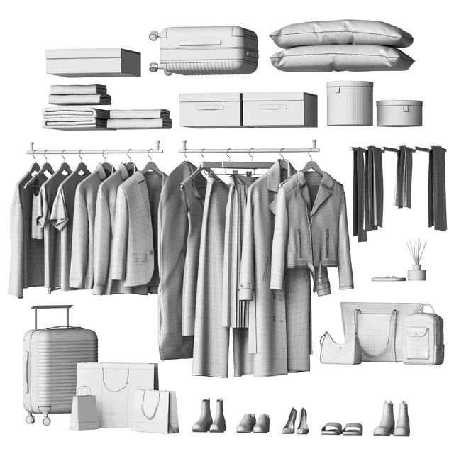 A set of clothes and accessories to fill a wardrobe or store and showroom — Descargar