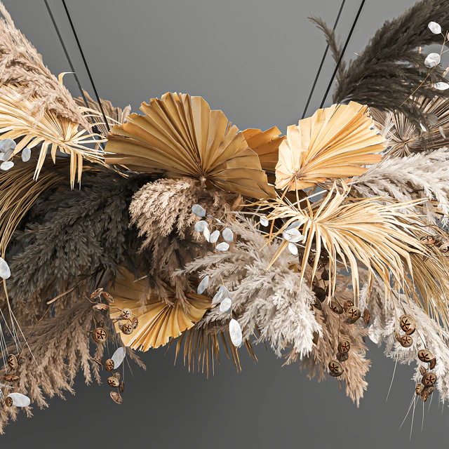 Hanging installation bouquet of dried flowers with pampas, pampas grass, reeds, suspension, wedding decor and decoration. 189. — Descargar