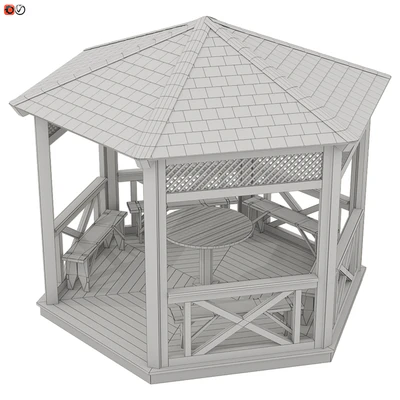 Garden Gazebo made of wood 03 — Ver 2