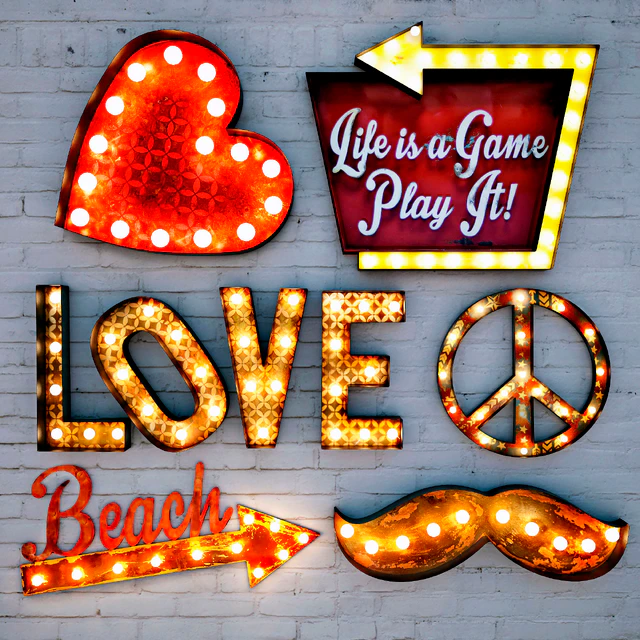 Lighted Metal sign. Set 4 — Descargar