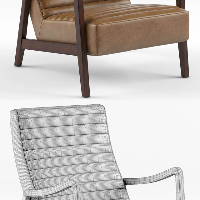 Elkan Modern Classic Camel Leather Brown Armchair — Descargar