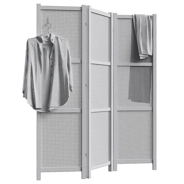 Folding screen with rattan weave — Descargar