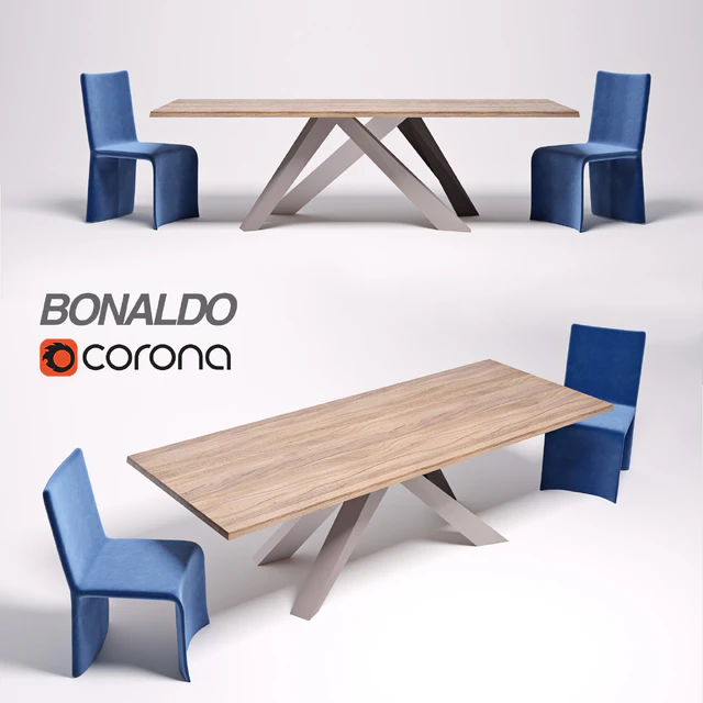 Стол Bonaldo  Big Table, стул Bonaldo  Ketch Dining Chair — Скачать