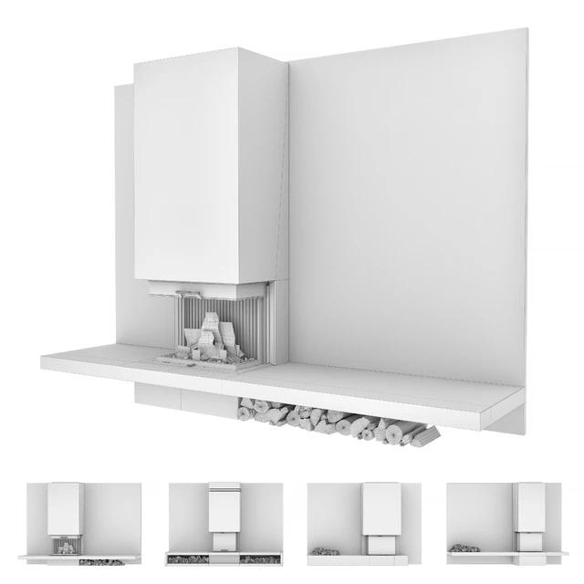 Decorative wall with fireplace set 12 — Descargar