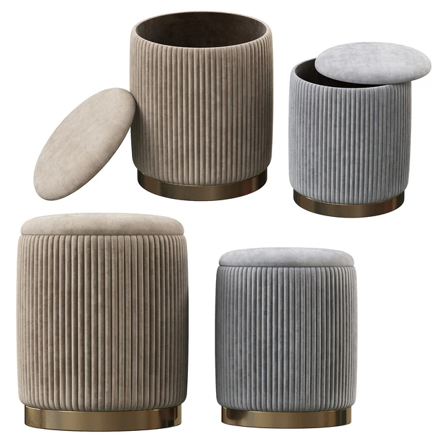 Channeled Grey Storage Ottomans - Set of 2 — Скачать