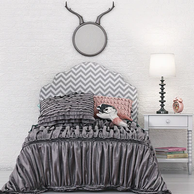 Landofnod Twin Arched Upholstered Headboard (Pattern - Zig Zag) — Ver 1