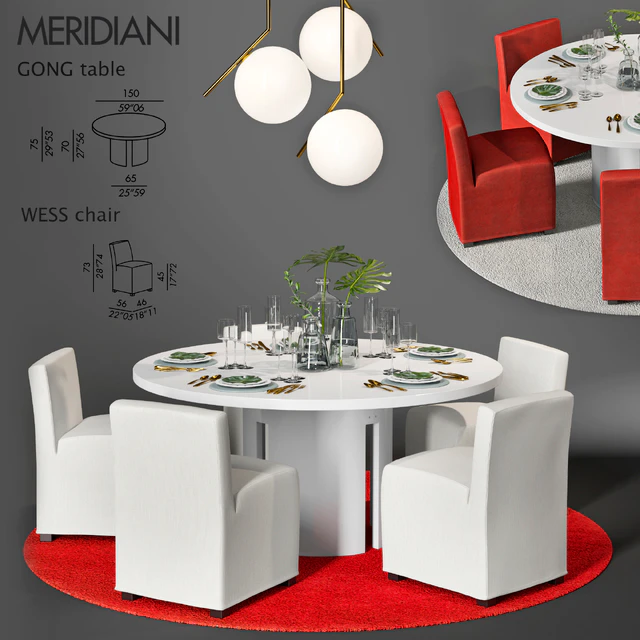 MERIDIANI Gong table, Wess chair, Flos IC S2 — Descargar