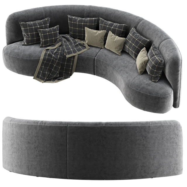 Annabel velor round sofa VS09 / Semicircular modern velor sofa — Descargar