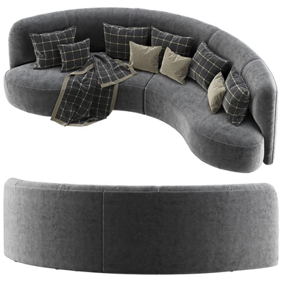 Annabel velor round sofa VS09 / Semicircular modern velor sofa — Ver 2