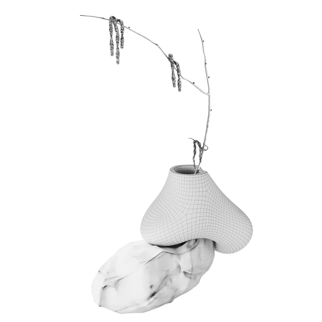 Branch with earrings in a sculpture vase by Laetitia Jacquetton — Descargar