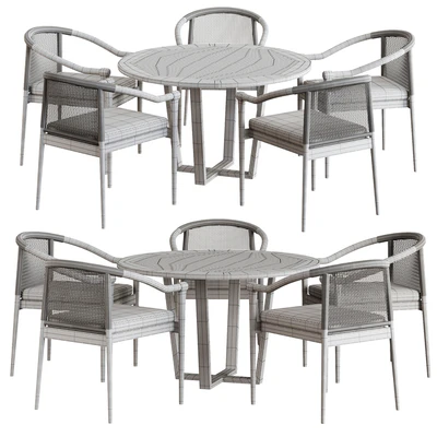 Wooden Outdoor Dining Sets Round Dining Table with 5 Chairs — Ver 3