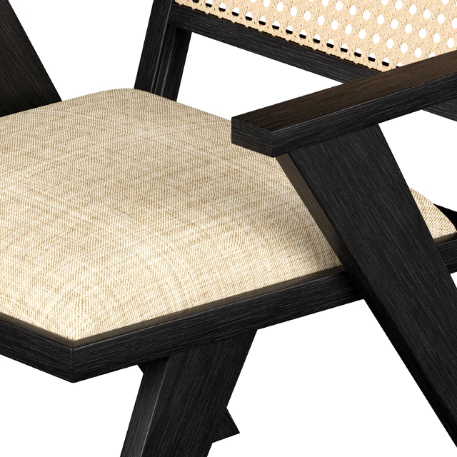 Annette Black Upholstered cane dining chair — Скачать