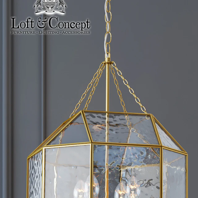 Pendant Light Glass & Metal Cage Pendant Gold 4 — Descargar