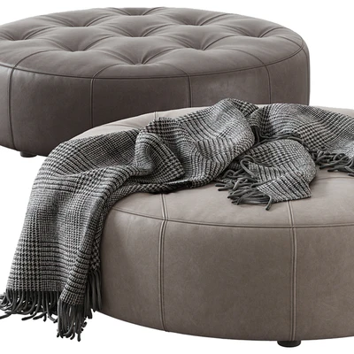 Leathercraft / Vivian Round Ottoman — View 3