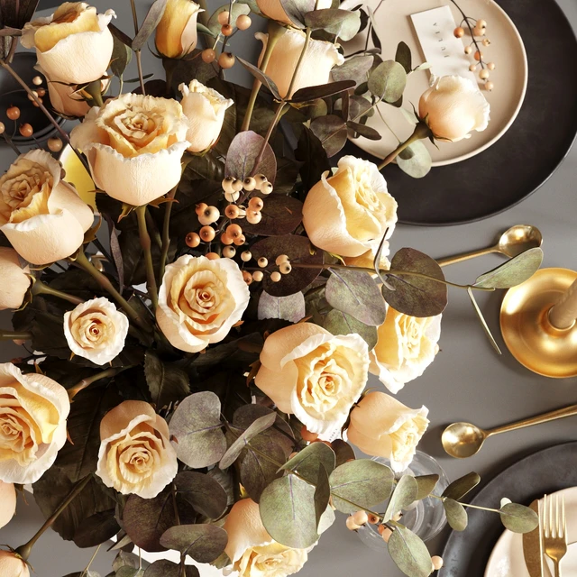 Table setting with roses — Descargar