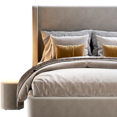 Кровать Дефанс 160 Velvet Grey / emerald /sand / blue с пуфом Кофи Диванру — Вид 3