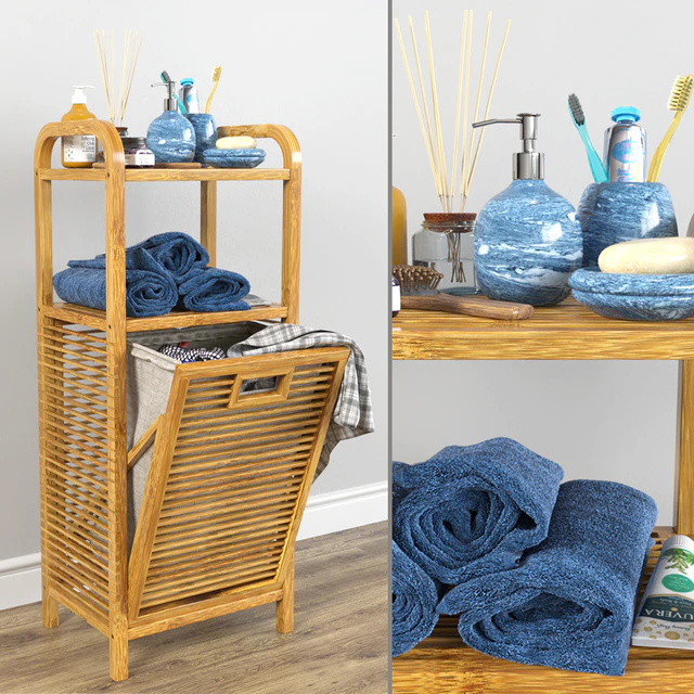 Bamboo shelf with accessories — Descargar