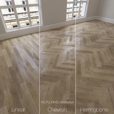 Parquet natural, oak Vintage, 3 types. Linear, chevron, herringbone. — Ver 1
