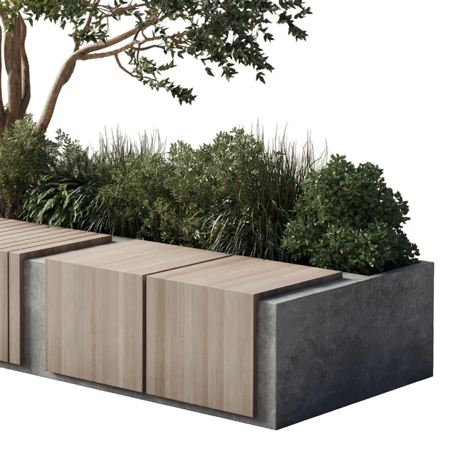 Urban Environment Urban Furniture Green Benches Plants tree grass 17 corona — Descargar